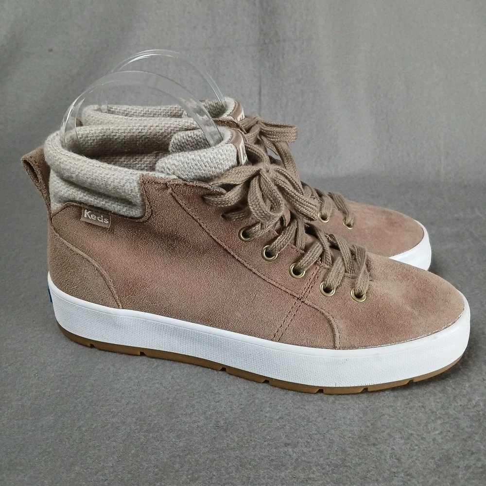 Keds Suede Lace‎ Up Ankle Booties Fall Sweater Top Taupe Women's 6.5 #WH65607